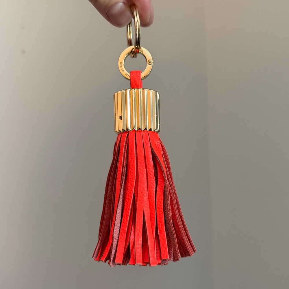 India Hicks Neon Orange Leather Tassel Key Holder